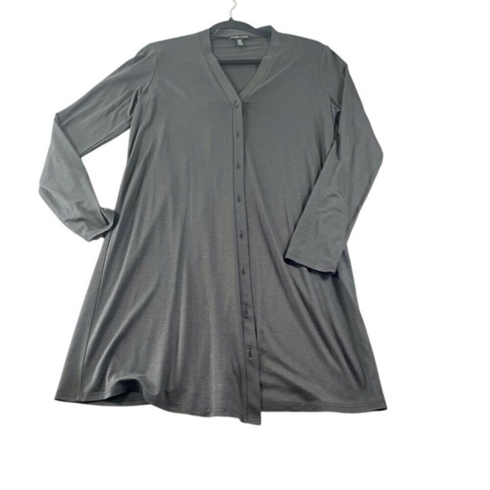 Eileen Fisher Women Cardigan Jersey Knit XS Charcoal Grey Minimalist Duster